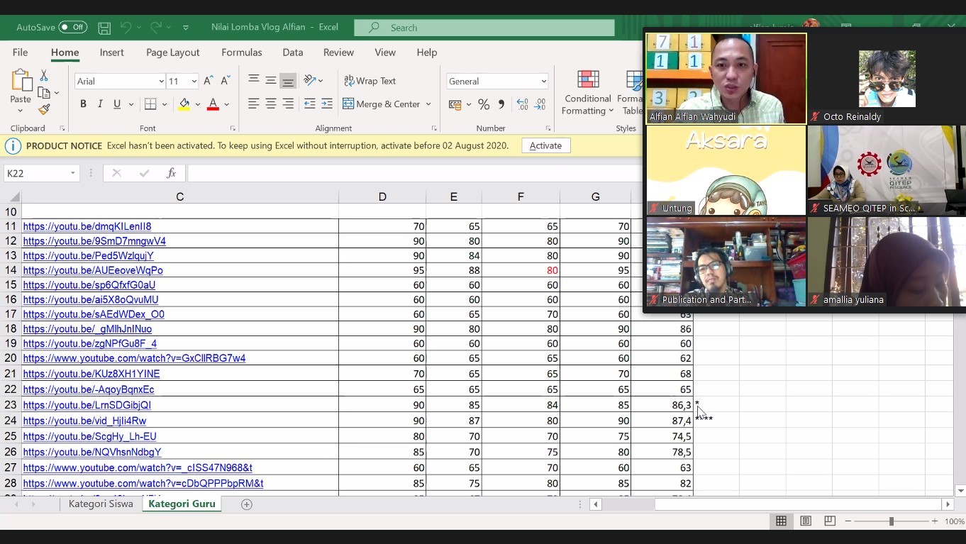 Tim juri melakukan persentasi hasil penilaian lomba video blogging
