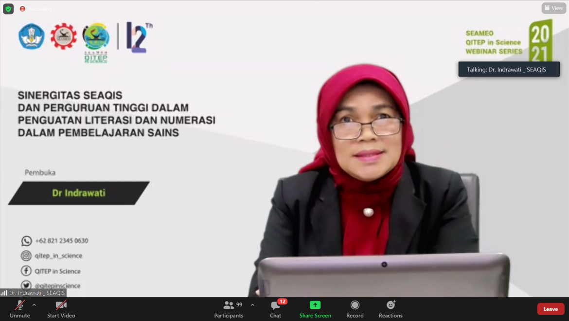 Webinar on the Synergy between SEAQIS and Universities in Strengthening Literacy and Numeracy in Science Learning