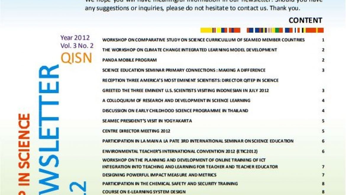 SEAQIS Newsletter Vol 3 No 2 2012